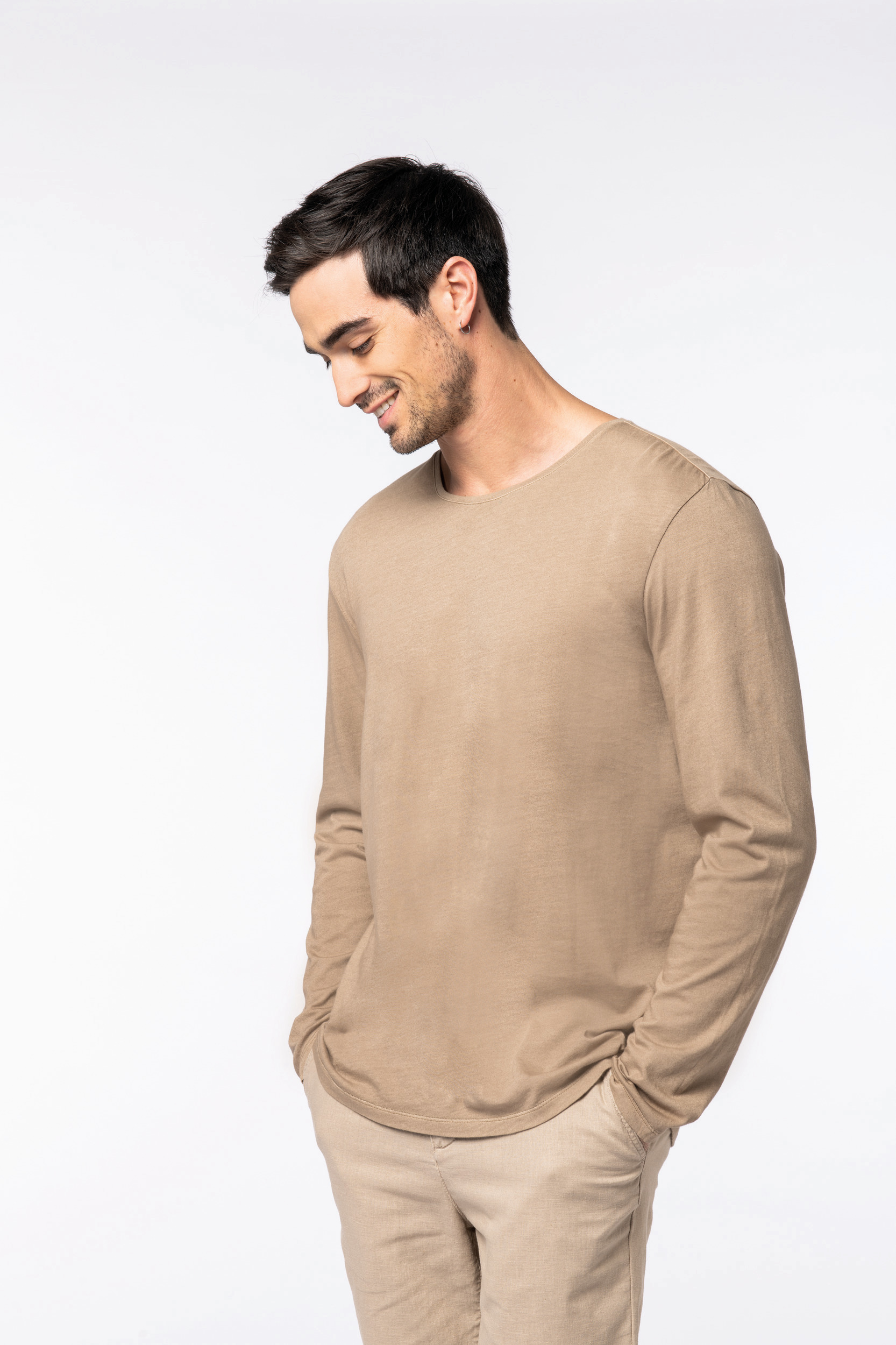 NS336 - Ausgewaschenes T-Shirt mit langen Ärmeln - Made in Portugal